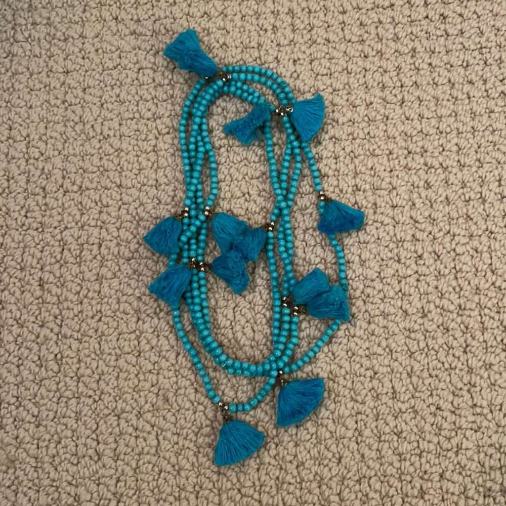 Roller rabbit turquoise tassel necklace